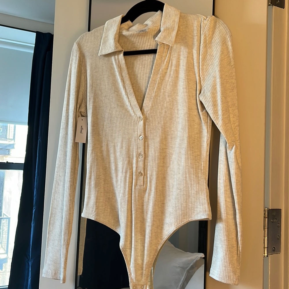 Wilfred Button Down Body Suit in cream. Never worn